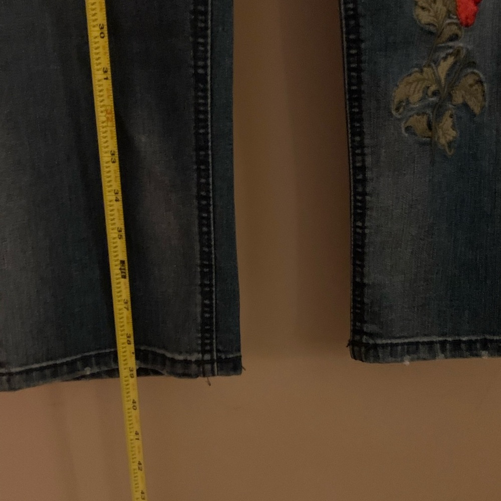 Vintage America Blue Jeans with Red and Green Embroidery - Picture 2 of 3